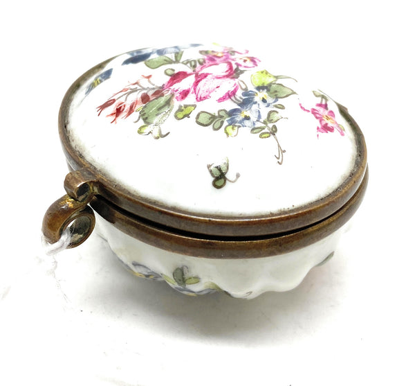 A Nice Vintage 19th Century Porcelain Patch Box Hand Painted Flower