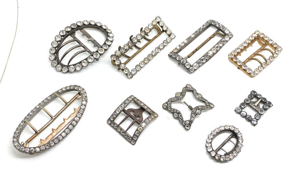A Collection of 9 Georgian Style Paste Shoe Buckle With Steel