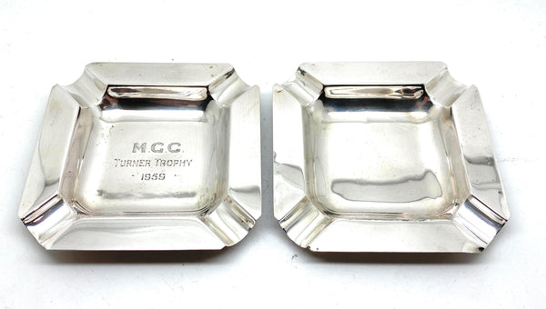 2 Solid Silver Deakin Francis Elizabeth II 1959 Hallmarked Ashtrays