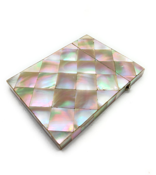19th Century Mother of Pearl Calling Card Case With Vintage Cards.