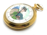 Gold Plated Painted Dial Open Faced 70mm Goliath Doxa Pocket Watch