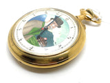 Gold Plated Painted Dial Open Faced 70mm Goliath Doxa Pocket Watch