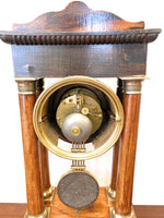 Antique Inlaid Portico Clock Chiming Quarter, Half and Hour