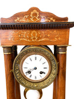 Antique Inlaid Portico Clock Chiming Quarter, Half and Hour